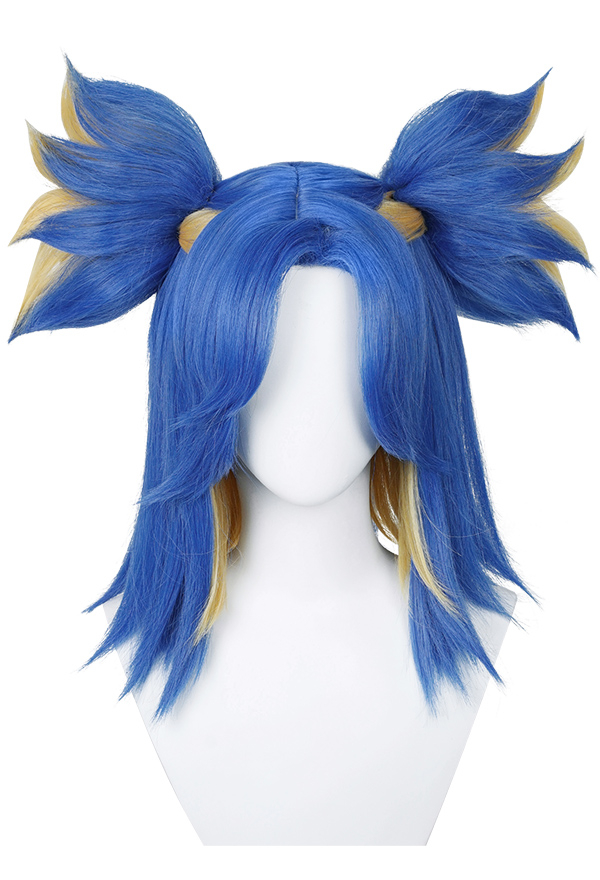 Valorant Neon Blue Yellow Cosplay Peluca