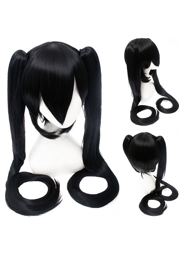 Kawaii Perruque Kawaii Noir Double Perruque Queue de Cheval - BRS ...