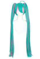 Vocal x Muse Dash Cosplay Wig Long Straight Pink Green Double Ponytail Wig