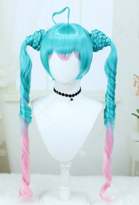 FALAMKA Blau Pink Perücke - Doppelter Pferdeschwanz Für Cosplay & Halloween