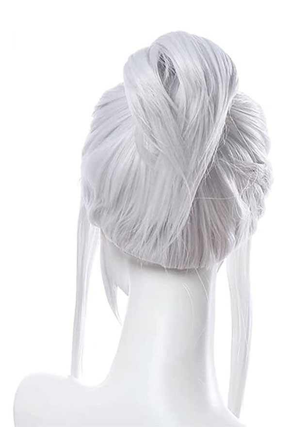 White wig with outlet bun