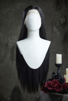 Wednesday Morticia Addams 31 inch Cosplay Wig Long Black Lace Wig