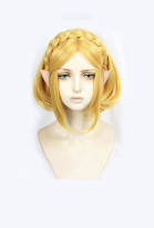 The Legend of Zelda Breath of The Wild Sequel Princess Zelda Cosplay Gold Short Bob Wig with Elf Ears