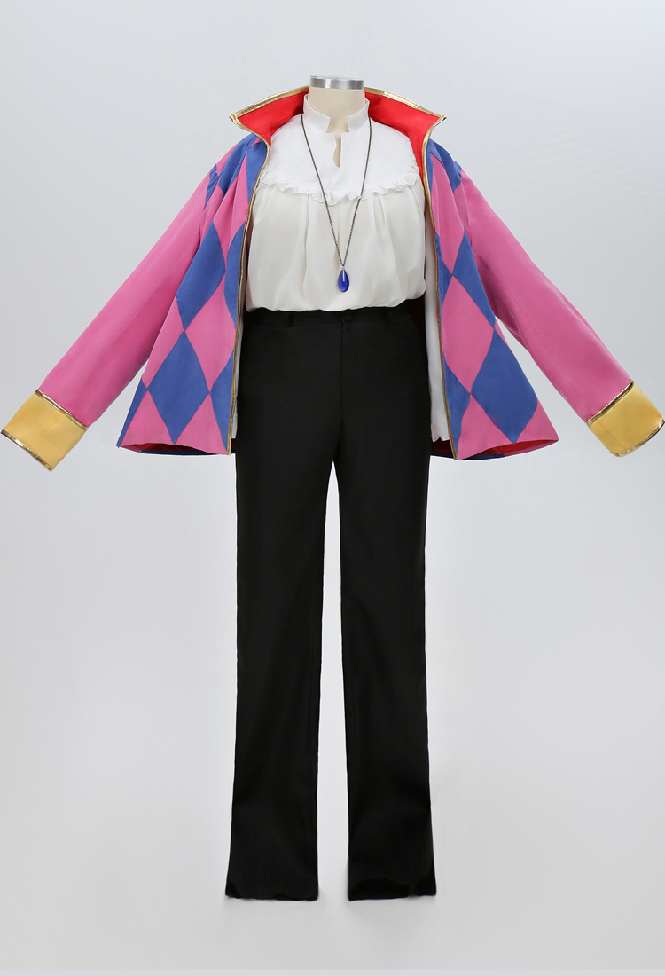 Plus Size Howl Magical Flying Castle Howl Cosplay Costume Jacket and Shirt with Pants and Necklace